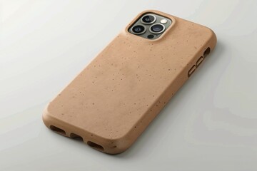 Earth-Conscious Cover: Biodegradable Phone Cases Isolated On White Background.