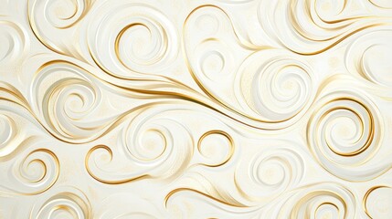 Elegant gold swirls on cream background, design texture, home decor
