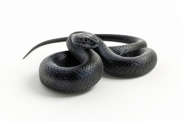 Fototapeta premium Deadly Elegance: The Black Mamba Isolated On White Background.