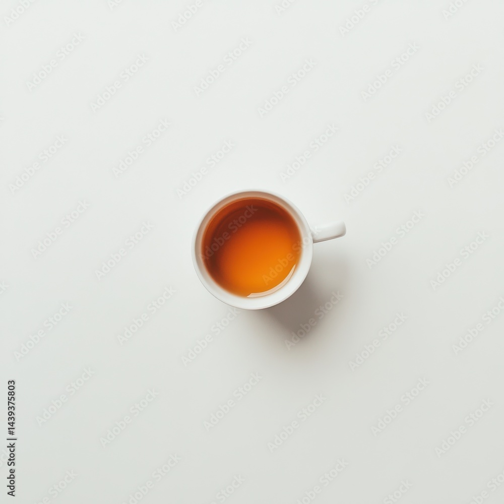 Aufkleber minimalistic top-down view of a cup of tea on a bright, solid background. the simplicity accentuates