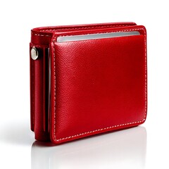 A red leather wallet isolated on a white background