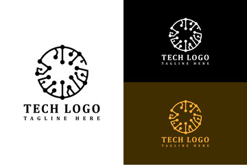 bold line circle with neuro nodes illustration, vector, icon, logo for tech, fintech, data analyst, data center, cloud computing, internet of things, artificial intelligence, database, and more