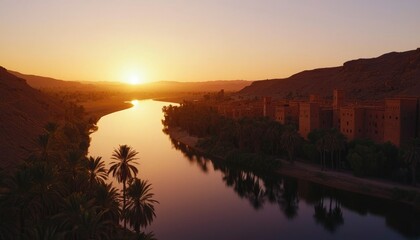 Sunrise over river valley