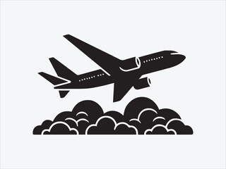 Airplane Silhouette Flying in the Sky for Travel, Vector Art and Illustrations