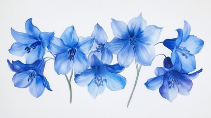 Fototapeta premium Bluebell flowers on clean white canvas