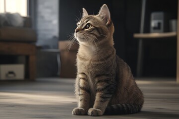 detailed render of cat breed in natural indoor environment