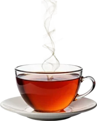 Fototapete Rund A freshly brewed cup of steaming hot tea, meticulously isolated on transparent background for advertising wellness products and cozy lifestyle content. © MOTOKO Stock