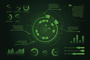 Creative futuristic technology infographic pack with digital interface elements, high-tech graphs, modern charts, neon data visuals, cyber-inspired information layouts, sleek holographic diagrams, fut