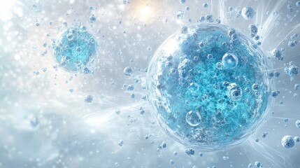 Microscopic spheres merging in cosmic space, science background