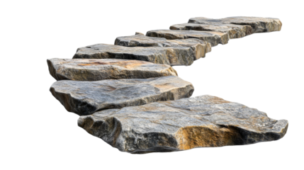 Natural stone pathway leading through a garden