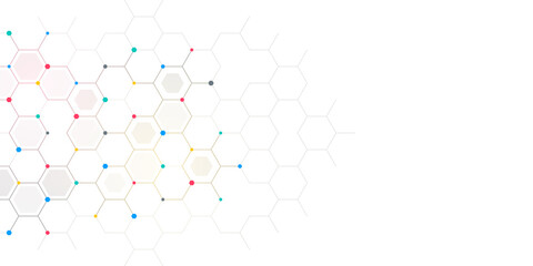Graphic design element with abstract geometric background of simple hexagon pattern