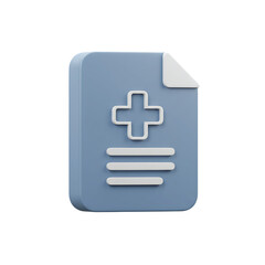 Obraz premium Medical Report Icon: 3D Document with Cross Symbol