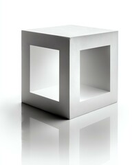 technology digital virtual meta verse Minimalist cube with hollow square features.