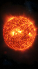 A celestial body glows with bright orange and red light surrounded by stars in the vastness of space