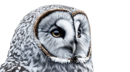 Snowy owl portrait with soft feathers