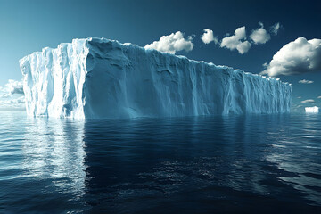 Majestic Iceberg Floating in Pristine Arctic Waters Under Clear Blue Skies