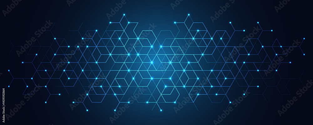 Fototapete Abstract technology background and design element with hexagons pattern and geometric shapes