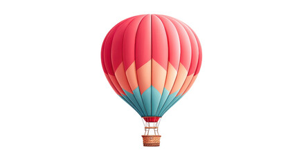 Fototapeta premium A vividly colored hot air balloon floats gently against a plain white background creating a whical and inviting feeling of adventure and freedom in the sky.