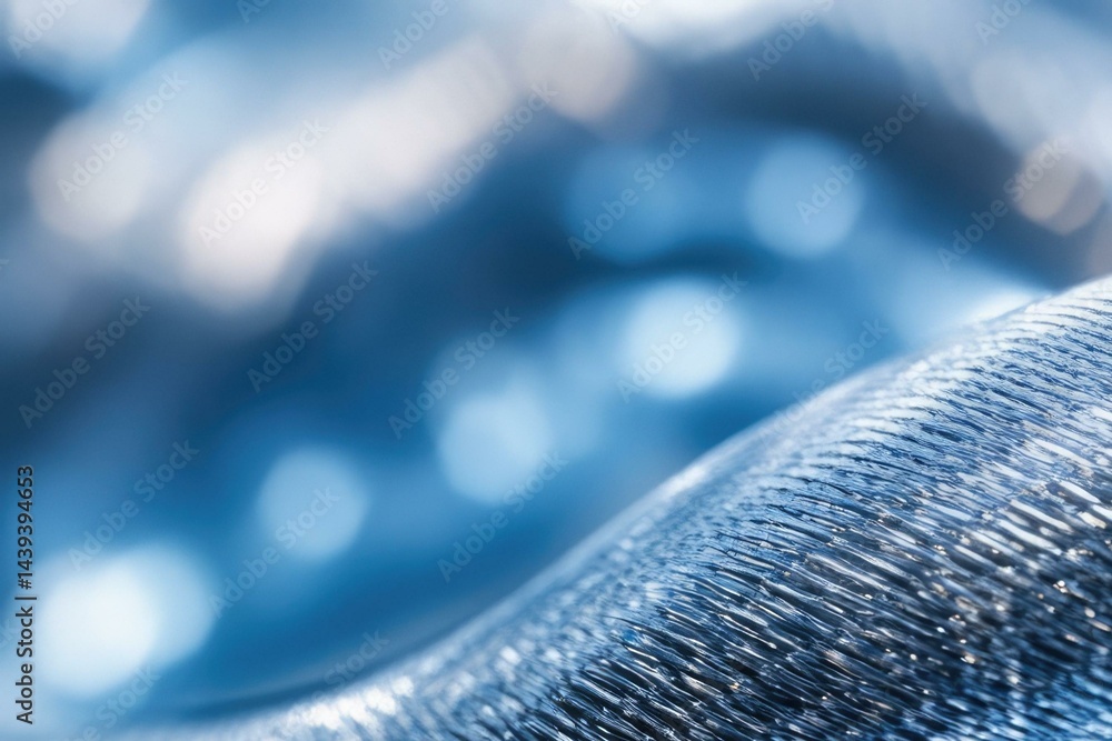Poster abstract blue textured background with bokeh effect, showcasing a wavy, metallic surface.