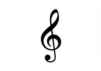 Isolated black treble clef symbol on a white background for musical notation and composition