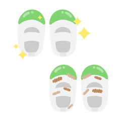 上履き  ビフォーアフターのイラスト