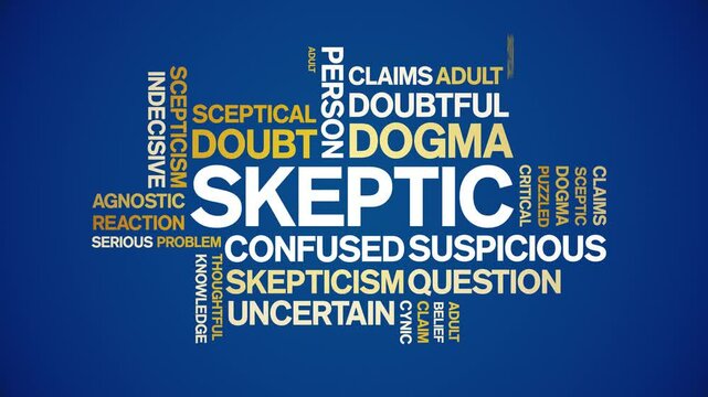 Skeptic animated word cloud;text design animation tag kinetic typography seamless loop.