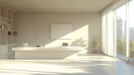 Fototapeta premium Empty modern workspace, white desk