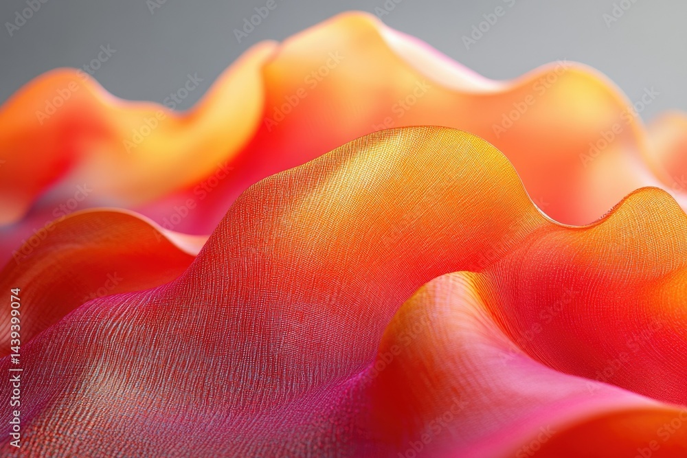 Aufkleber Abstract image of flowing, textured fabric in warm orange and red hues, creating a sense of movement and depth.