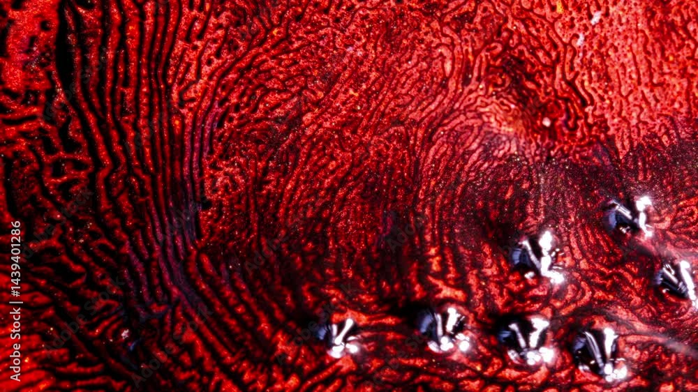 Aufkleber substances mixing in a vibrant, abstract macro shot with intricate patterns and textures
