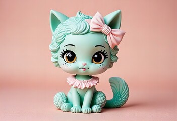 Fototapeta premium Picture Showing Adorable chibi mermaid cat in minimalist style