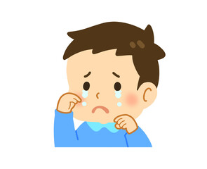 悲しくて泣いている男の子