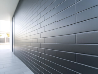 Obraz premium Modern horizontal wall design with black tiles in a contemporary setting