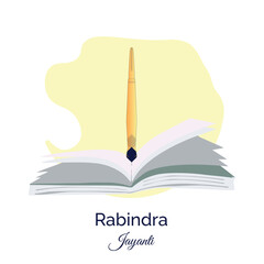 Rabindra Jayanti vector, illustration. Birthday of Rabindranath Tagore renowned writer, poet, philosopher, social reformer and the first ever Indian Nobel laureate.
