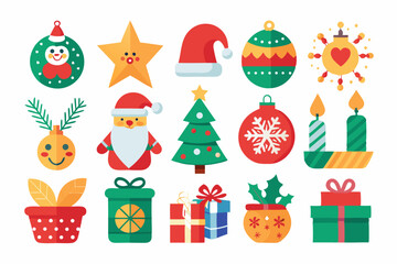 Colorful Christmas Icons on White