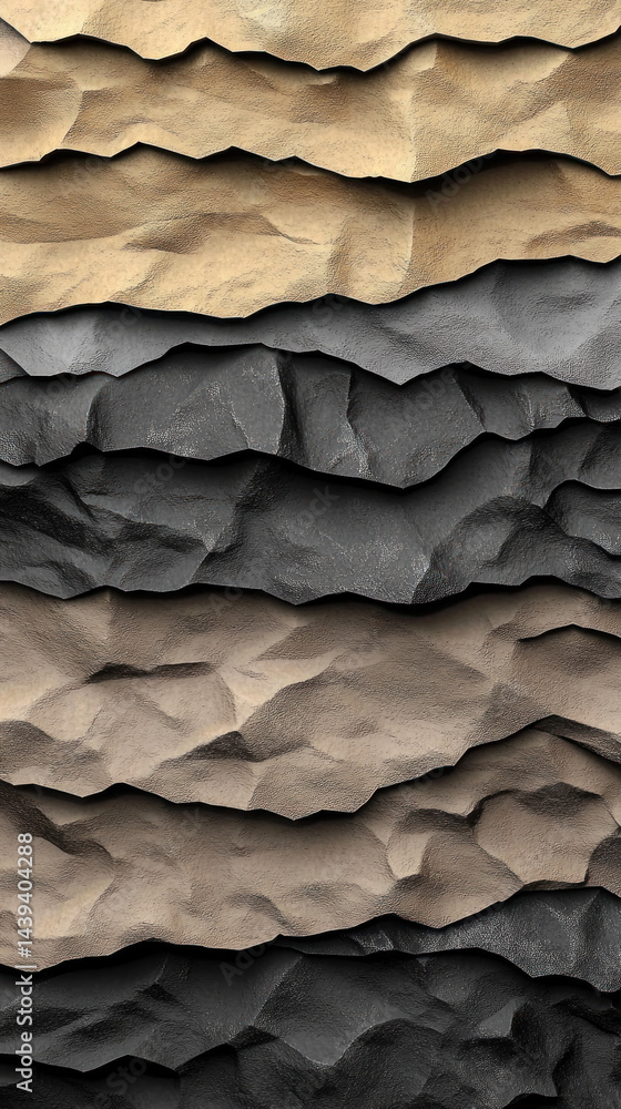 Poster a series of crumpled paper with a variety of textures and colors. the paper appears to be torn and w