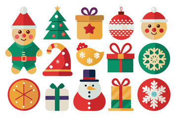 Fototapeta premium Colorful Christmas Icons on White
