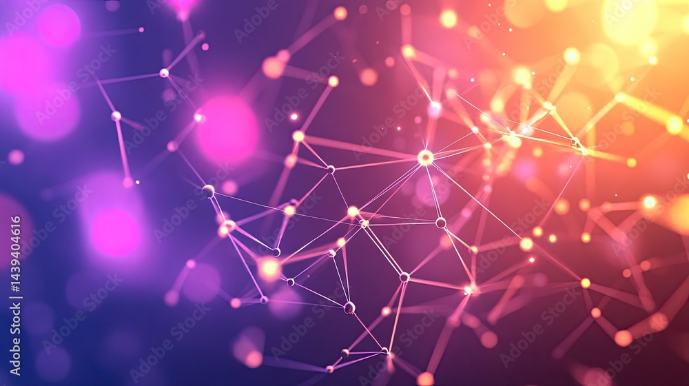 Poster abstract network of glowing points and lines