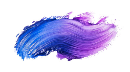 Fluid blue and purple color stroke with visible brush textures isolated on transparent background