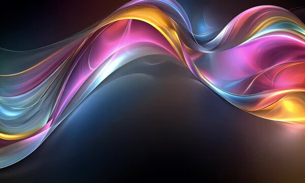 Abstract colorful wave design, dark background, dynamic flow, energy concept, website header