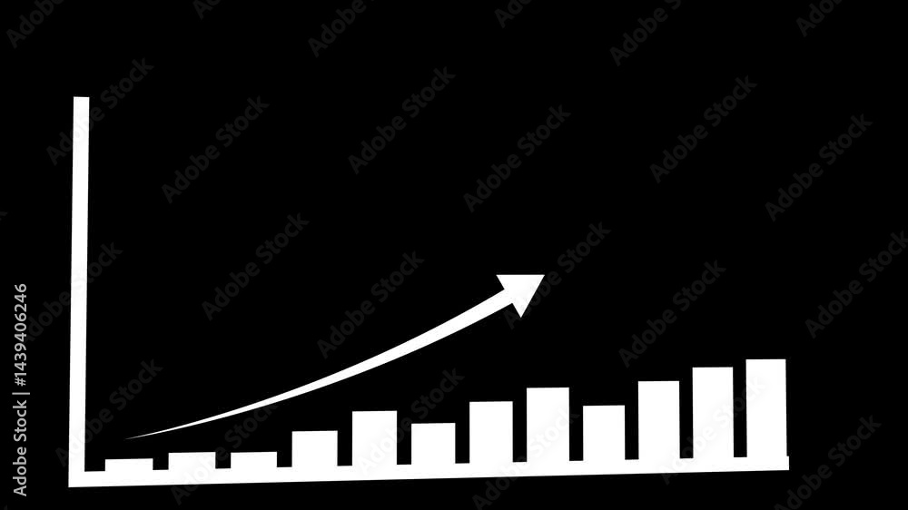 Poster business graph animation increased. 12 graph bar animation increased.business growth concept in grap