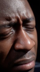 Obraz premium Close Up Portrait of a Man Expressing Concentration and Intense Thoughtfulness in Deep Contemplation