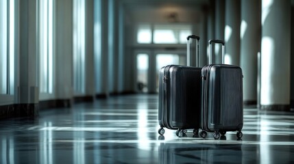Luggage wheels on smooth floor, no clutter
