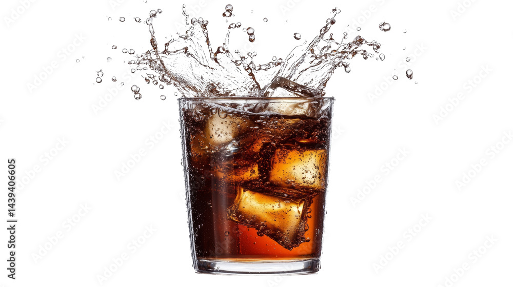 Poster refreshing beverage delight a dynamic splash of refreshment against a pristine backdrop