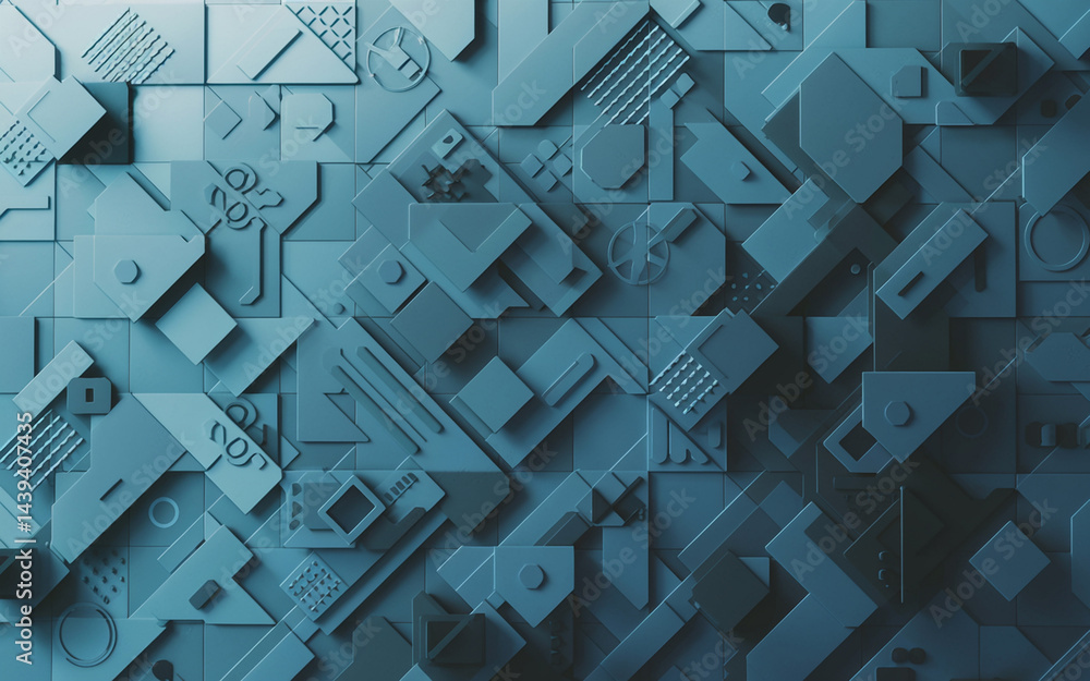 Poster abstract teal geometric shapes background texture design for tech branding