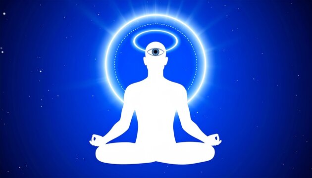Serene Meditator Achieving Enlightenment Third Eye Chakra Spiritual Awakening