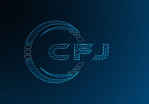 CFJ low poly letter logo vector design. CFJ lower poly logo design.