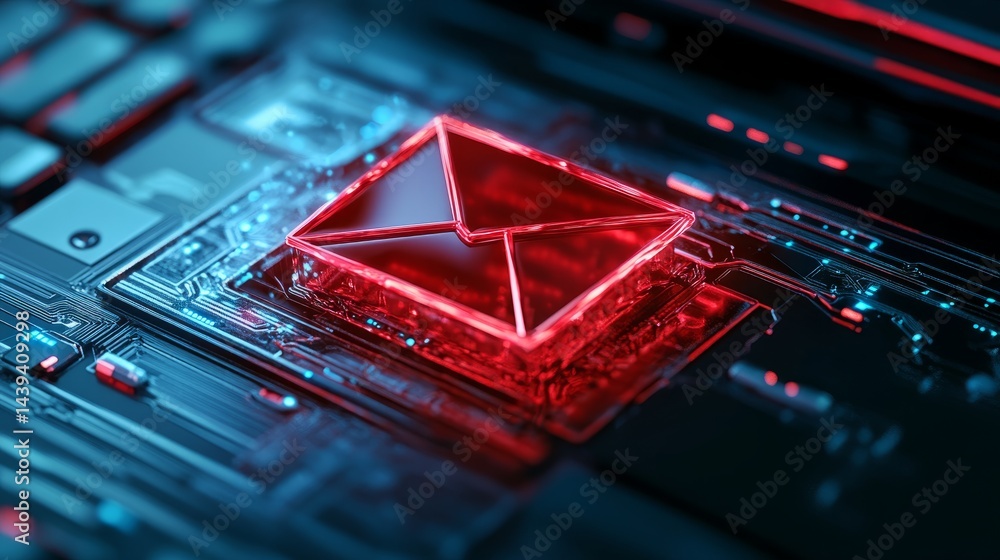 Poster hacker attack and scam warning 3d illustration with network breach alerts, phishing email dangers, a