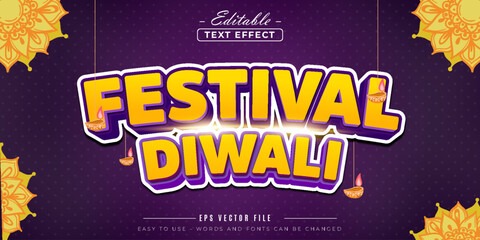 The festive festival of Diwali, editable text effect.