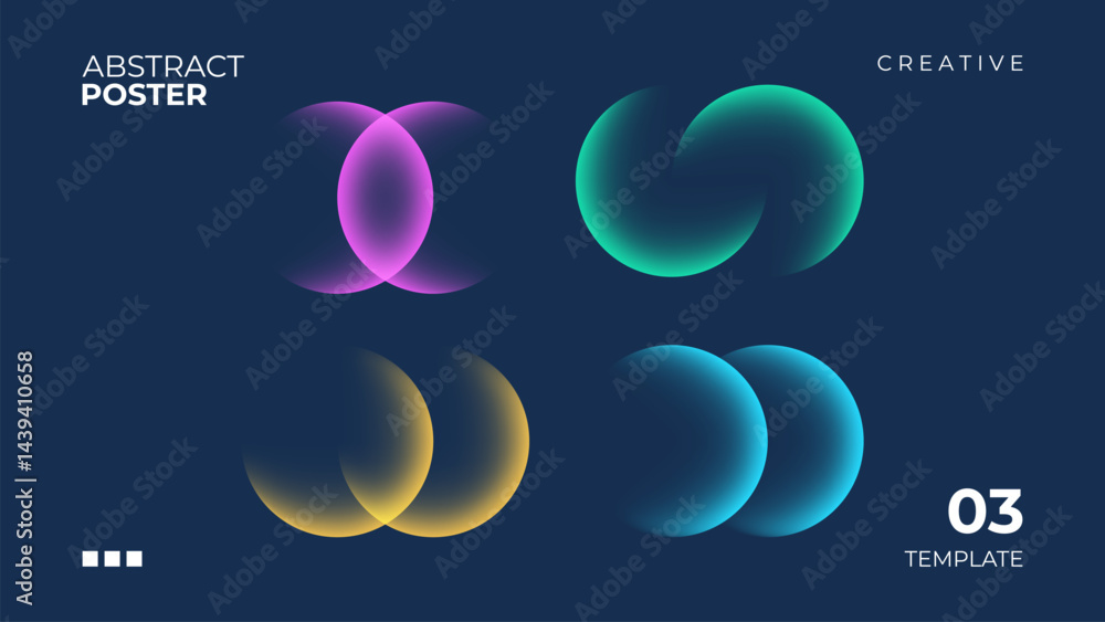Fototapete Abstract poster with color gradient round shapes. Futuristic abstract background with soft colored spheres for creative graphic design. Vector illustration.	