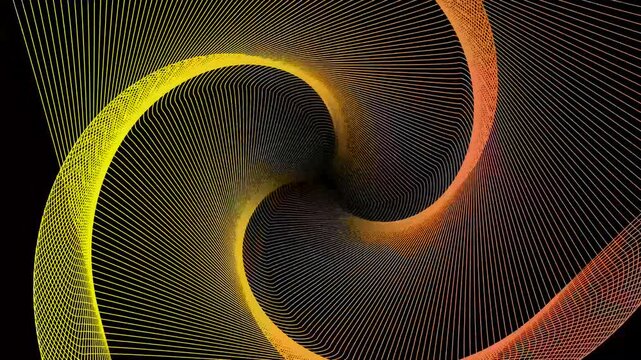 Abstract yellow and orange pattern on black background suitable for backgrounds, design projects, digital art, and vibrant graphic elements.